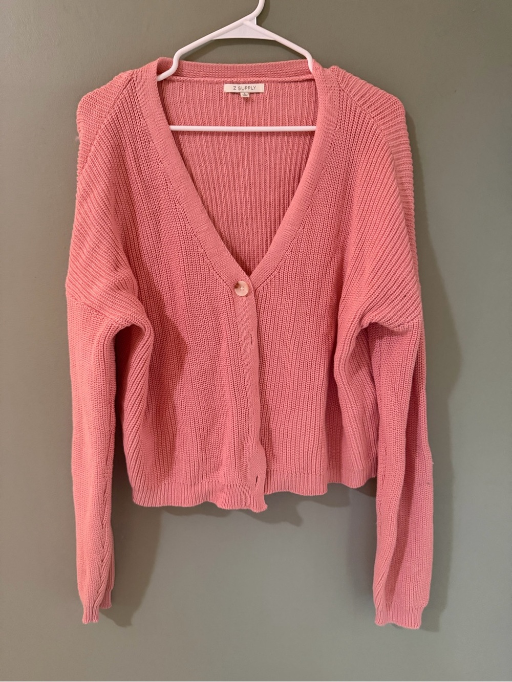 Z Supply Rose Pink Button-Front V-Neck Cardigan